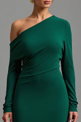 Einschulteriges Dunkelgrünes Asymmetrisches Abendkleid