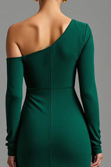 Einschulteriges Dunkelgrünes Asymmetrisches Abendkleid