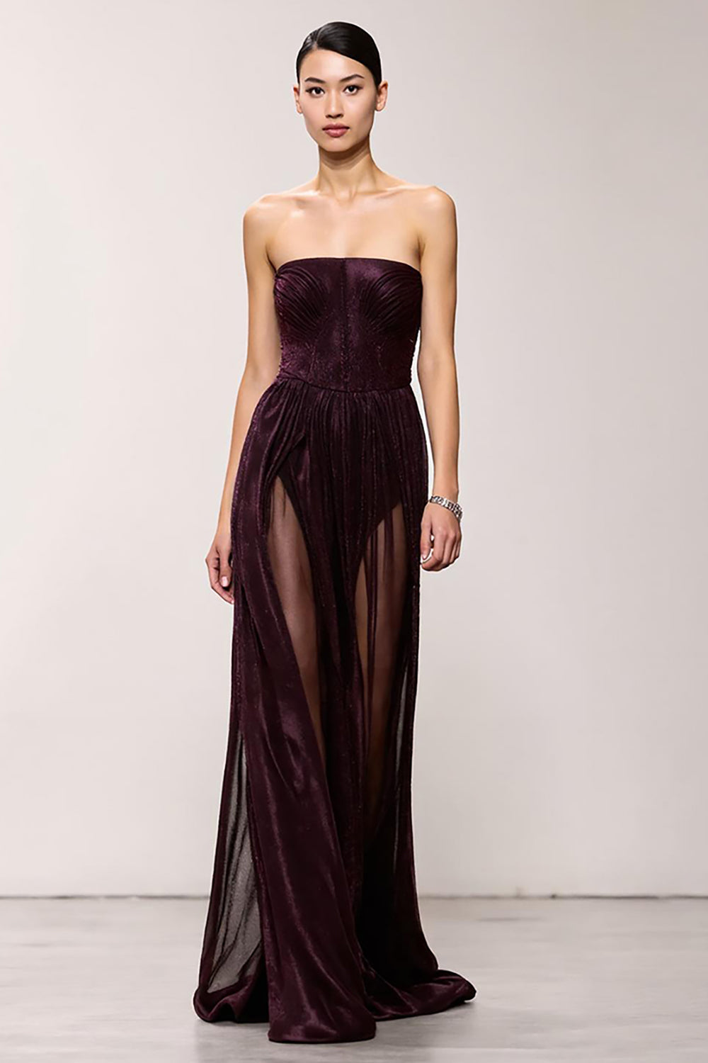 Kaffee Trägerloses Etui Langes Abendkleid