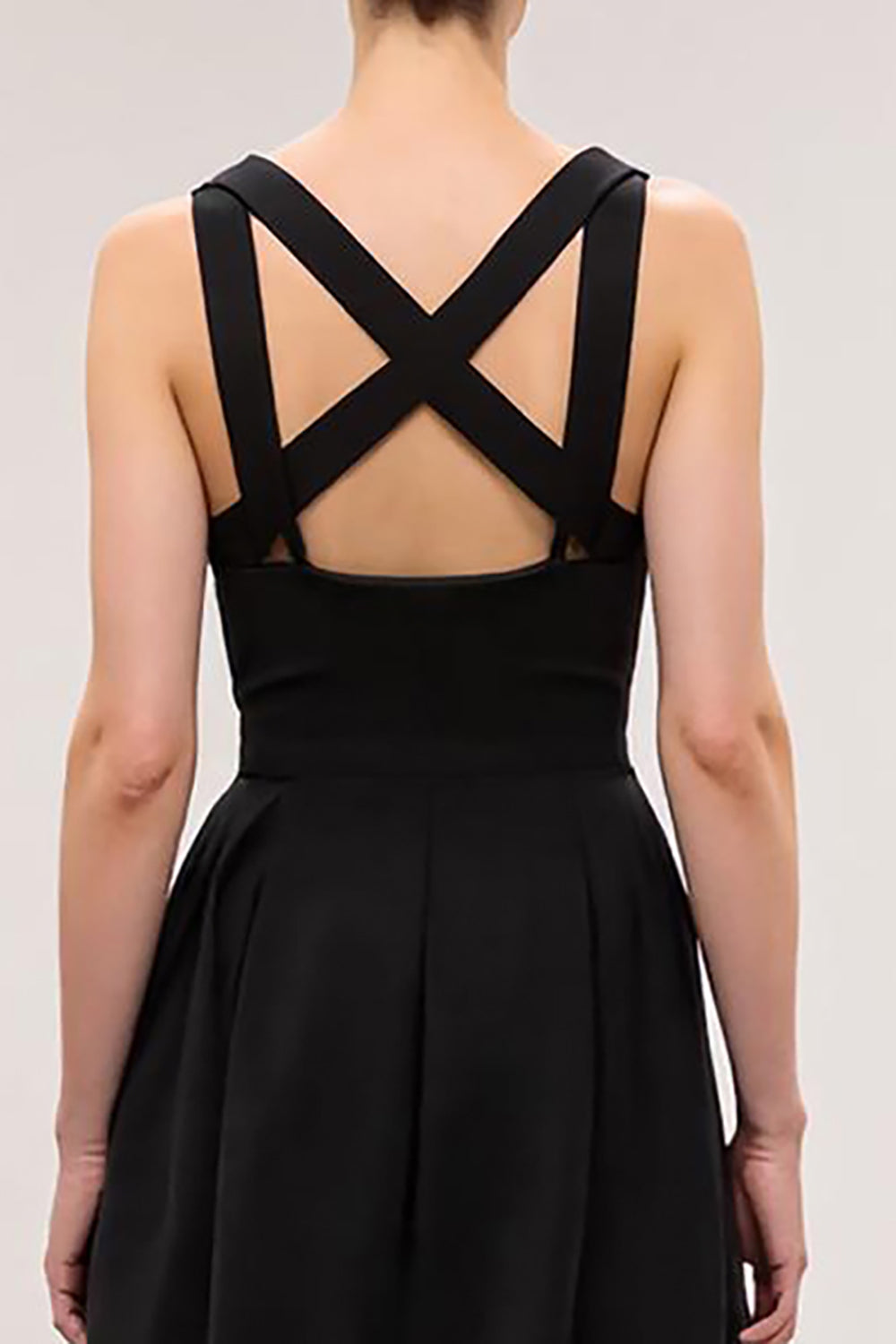 Schwarzes Langes A-Linie Abendkleid mit quadratischem Ausschnitt