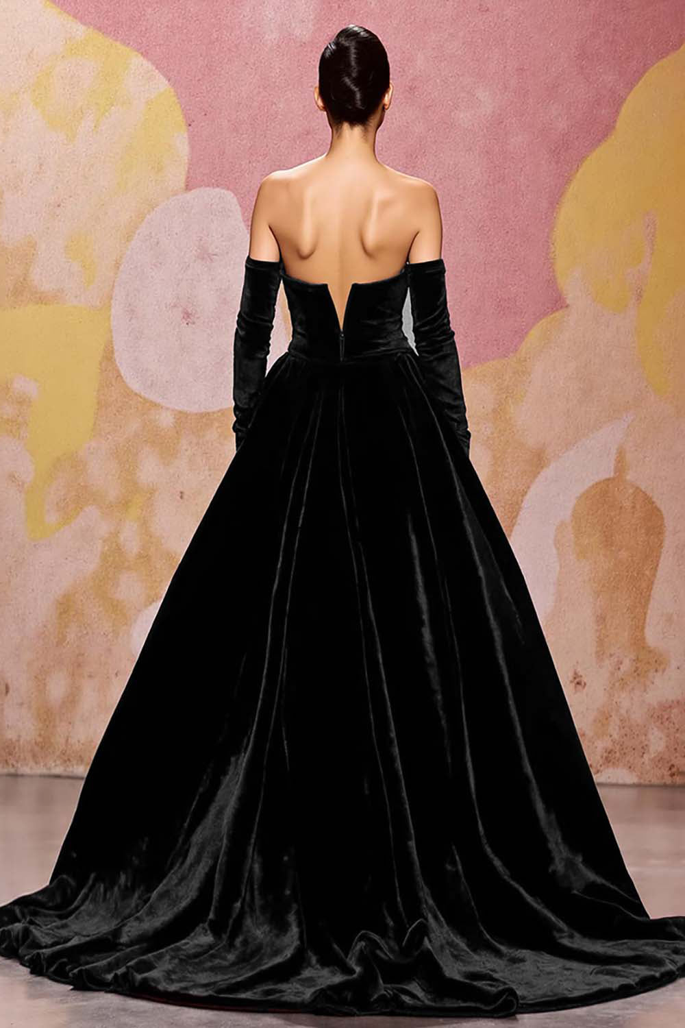 Herzförmiges Dunkelrotes Abendkleid aus Samt in A-Linie