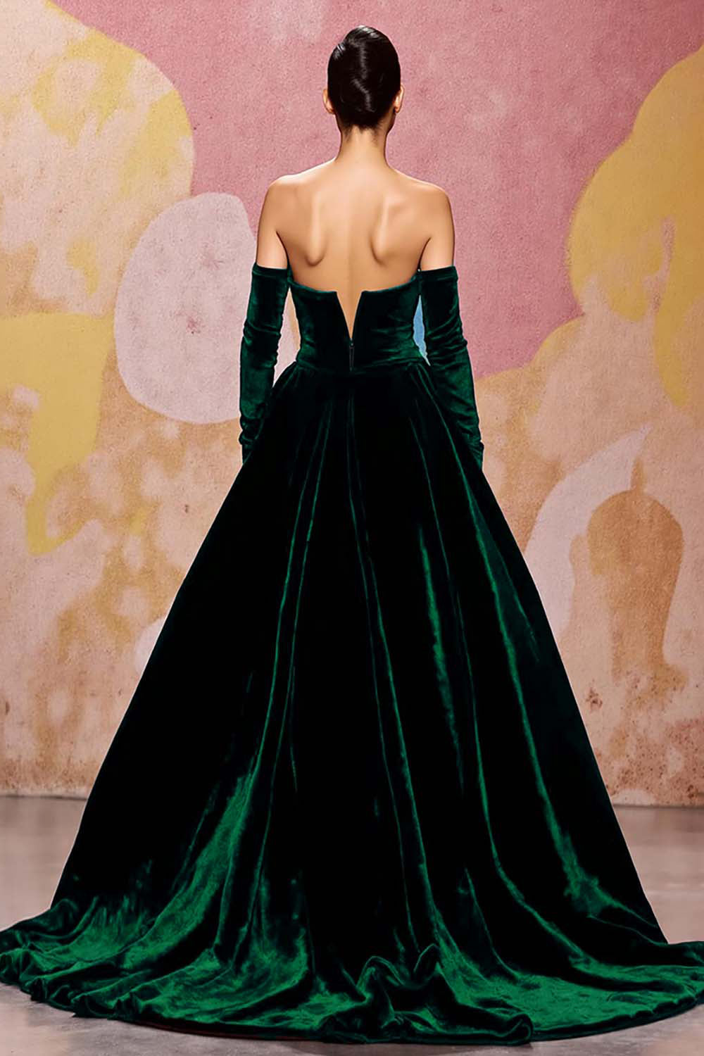 Herzförmiges Dunkelrotes Abendkleid aus Samt in A-Linie