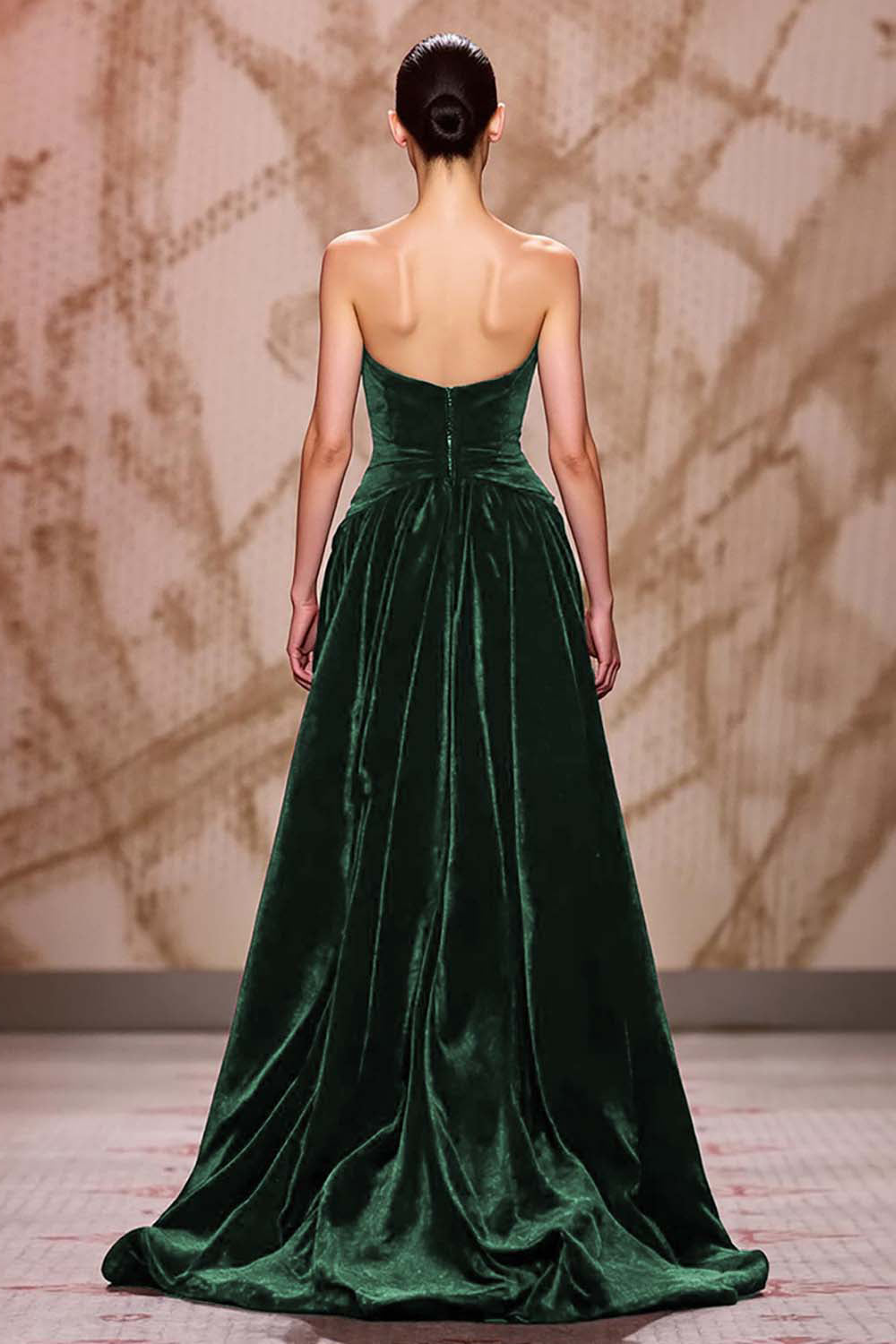 Samt Dunkelrotes Herzausschnitt Langes Abendkleid mit Schlitz