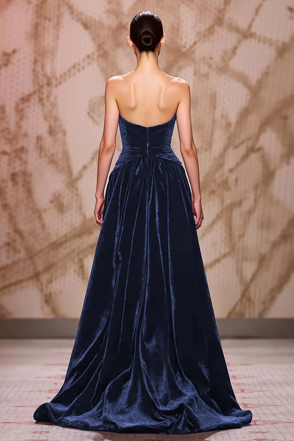 Samt Dunkelrotes Herzausschnitt Langes Abendkleid mit Schlitz