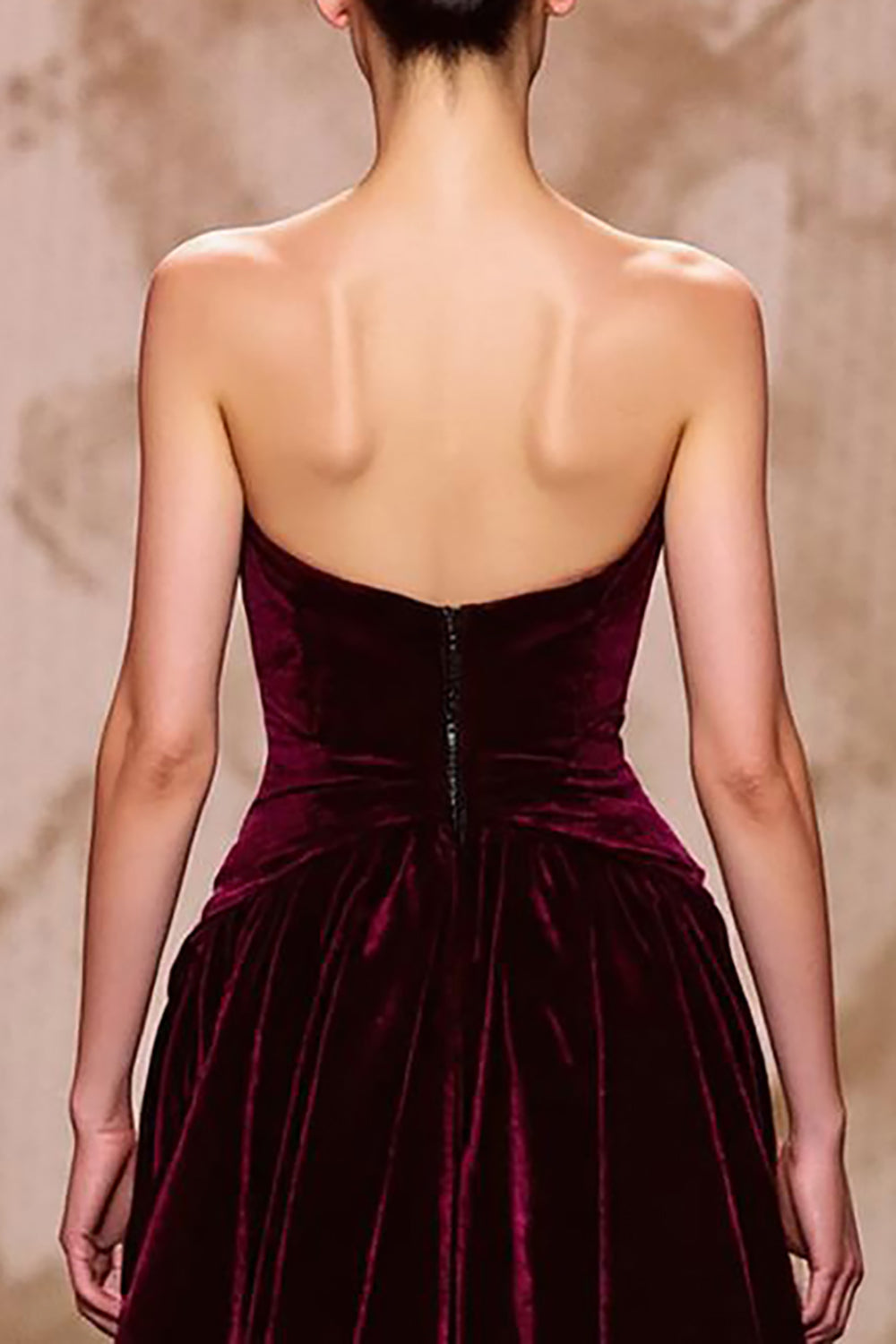 Samt Dunkelrotes Herzausschnitt Langes Abendkleid mit Schlitz