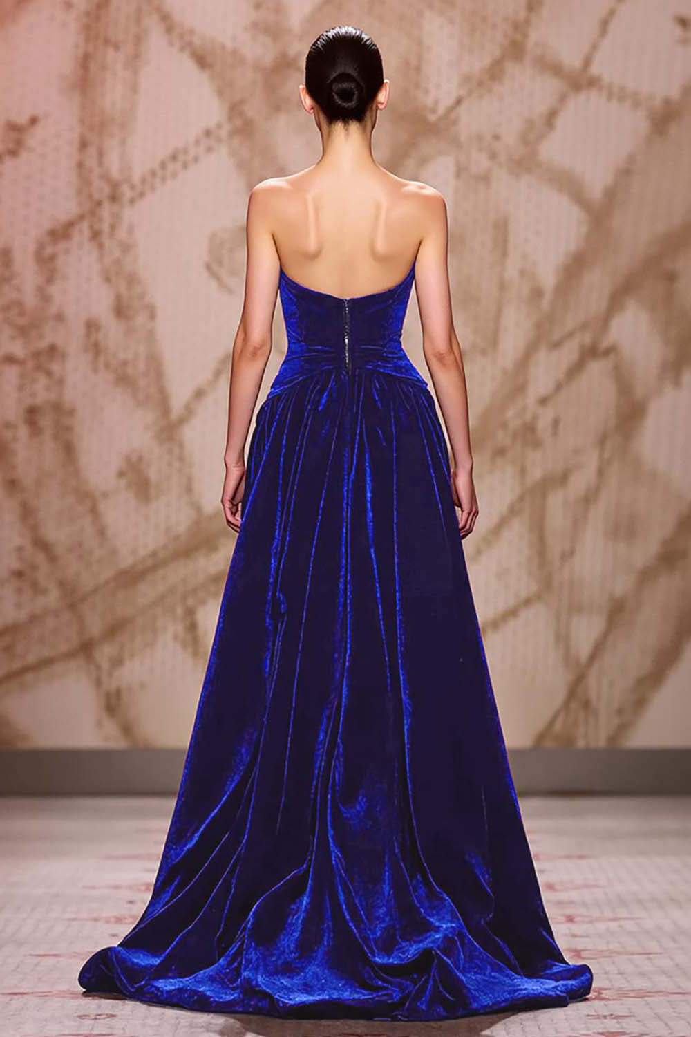 Samt Dunkelrotes Herzausschnitt Langes Abendkleid mit Schlitz