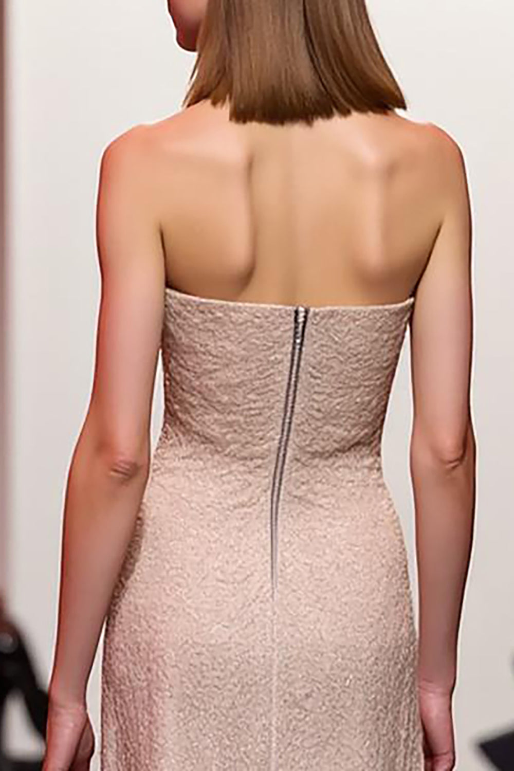 A-Linie Champagner Trägerloses Pailletten Abendkleid mit Schlitz
