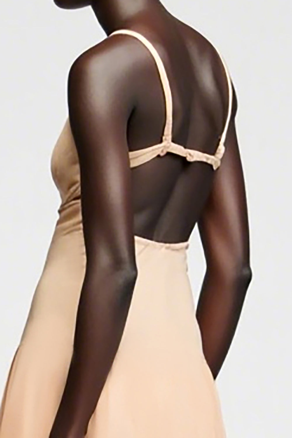 A-Linie Aprikose Spaghettiträger Hochzeitsgastkleid mit Schlitz