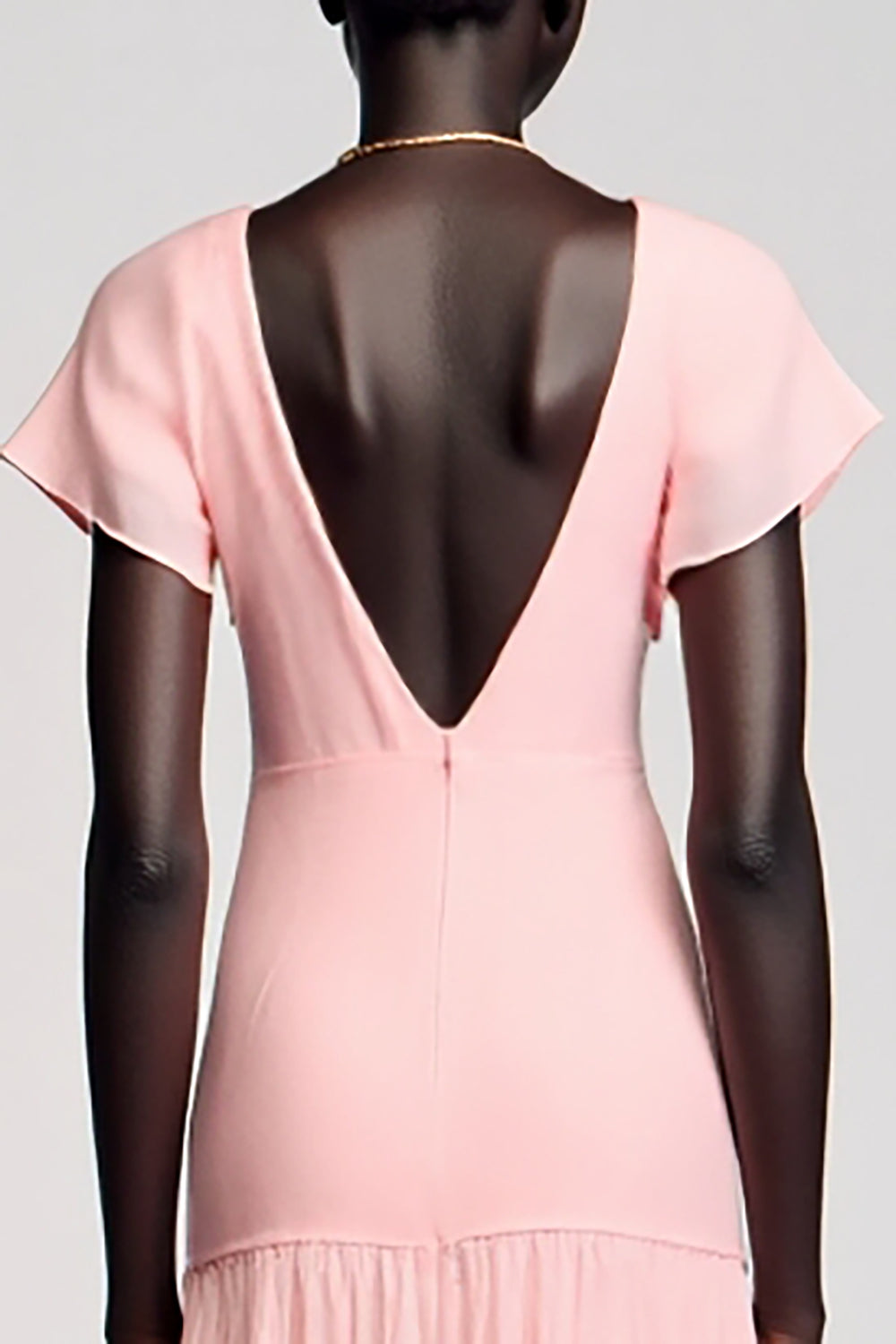 A Linie Rosa Midi Kleid für Hochzeitsgäste mit Schleife