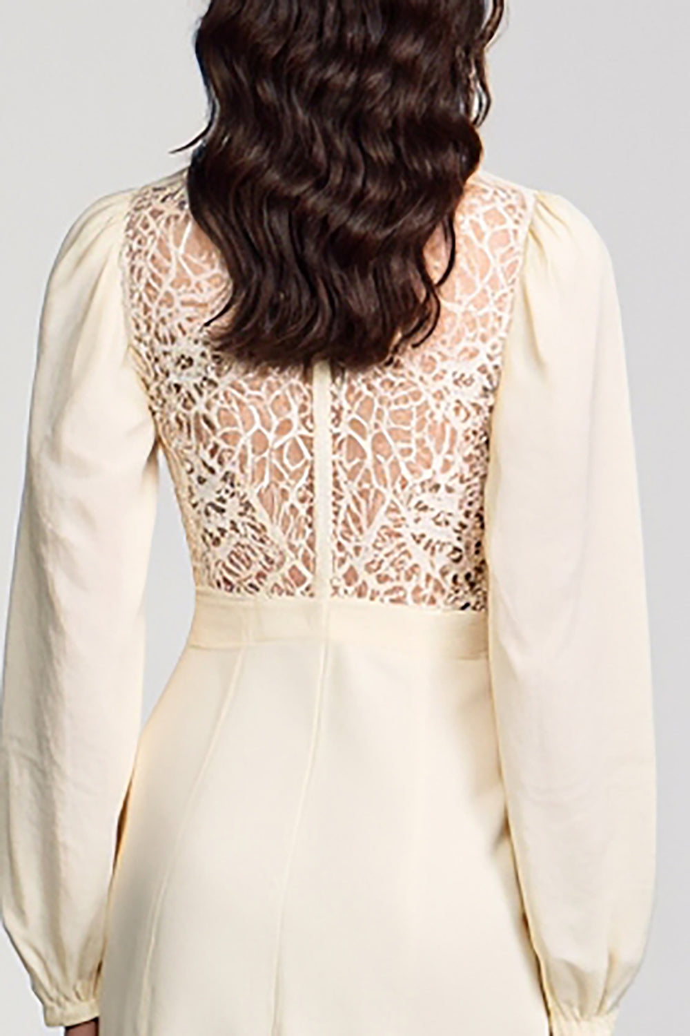 Lange Ärmel Stehkragen Elfenbein Spitze Kleid für Hochzeitsgäste