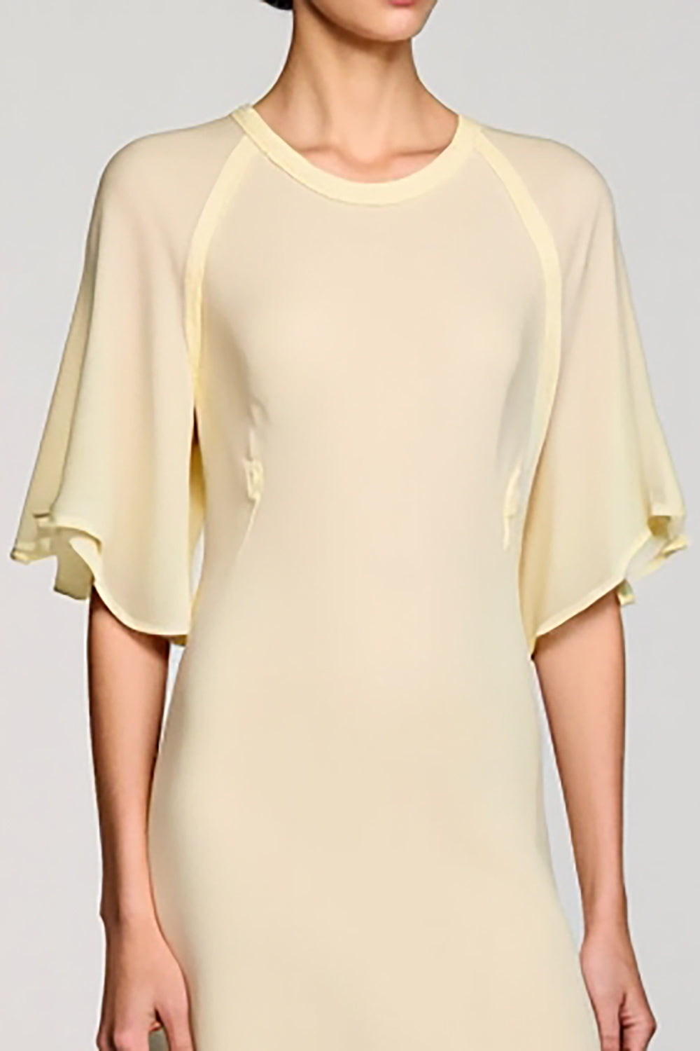 A Linie Aprikose Schlüsselloch Midi Kleid für Hochzeitsgäste