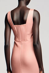 Kalte Schulter Meerjungfrau Rosa Hochzeitsgastkleid mit Schleife