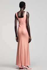 Kalte Schulter Meerjungfrau Rosa Hochzeitsgastkleid mit Schleife