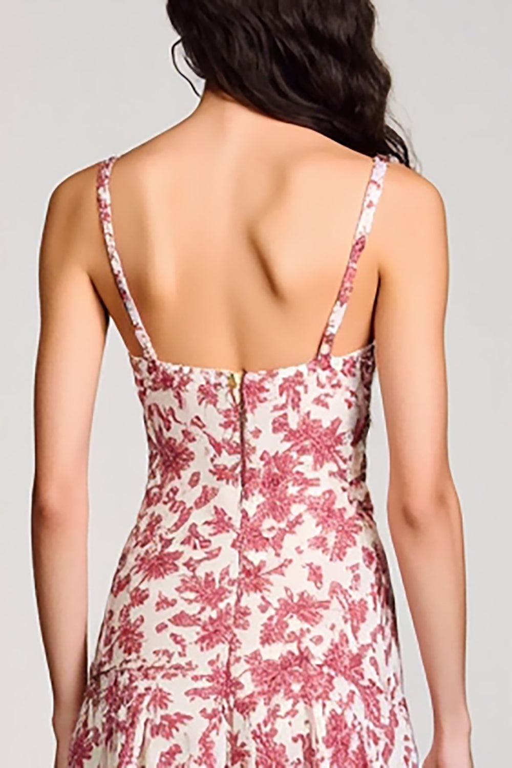 Rotes  A-Linie Blumen Kleid für Hochzeitsgäste mit quadratischem Ausschnitt