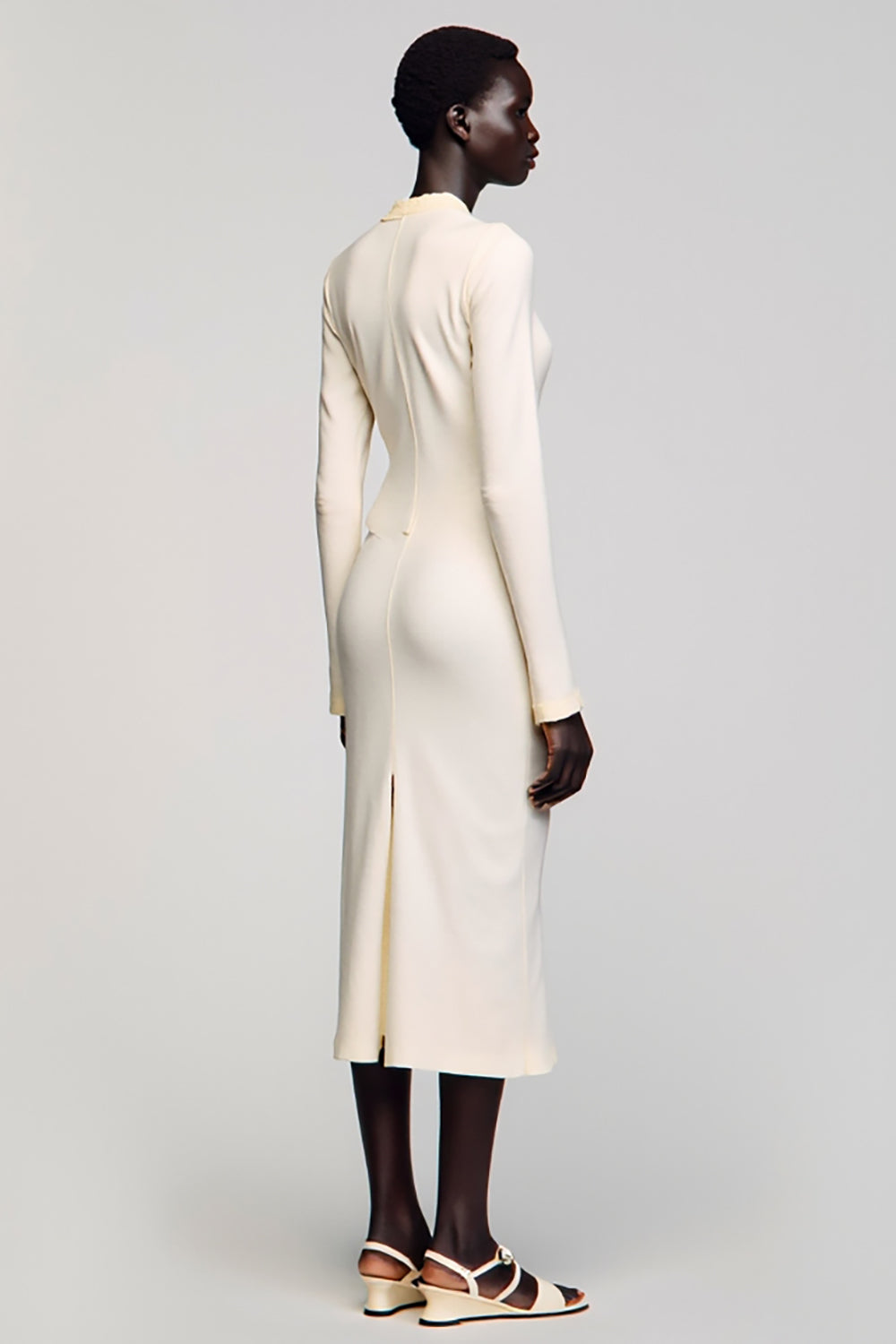 Elfenbein Etui Langärmeliges Hochzeitsgastkleid