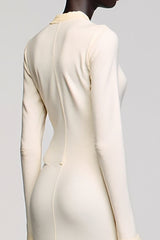 Elfenbein Etui Langärmeliges Hochzeitsgastkleid