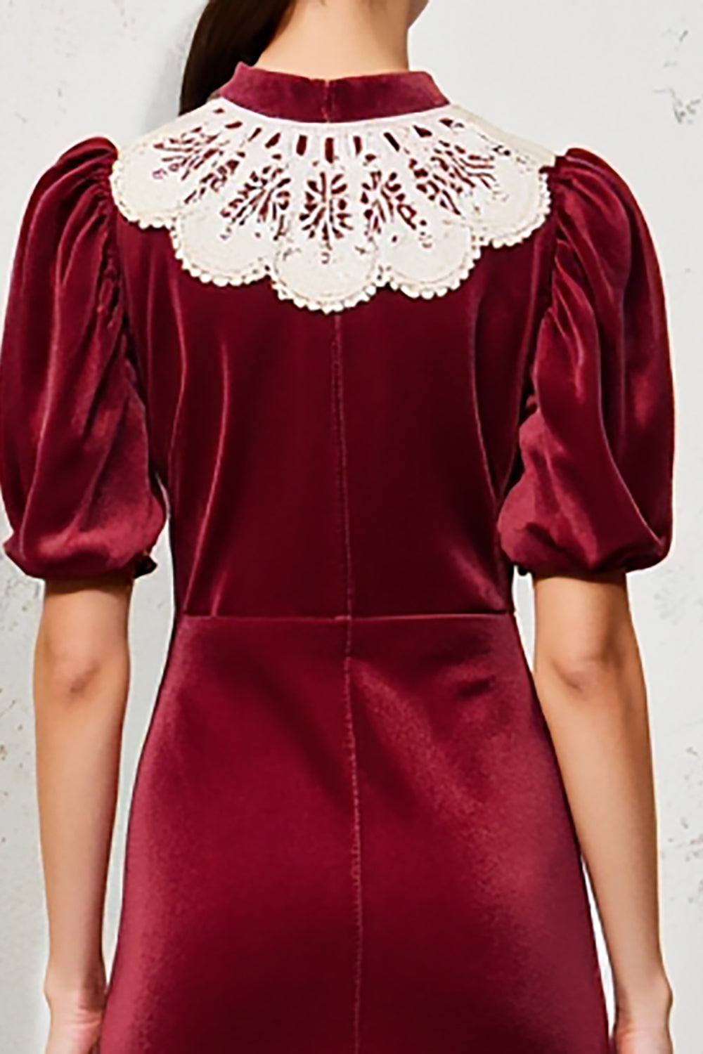 Dunkelrotes A-Linie Hochzeitsgastkleid aus Samt