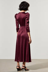 Dunkelrotes A-Linie Satin Hochzeitsgastkleid mit Reversausschnitt