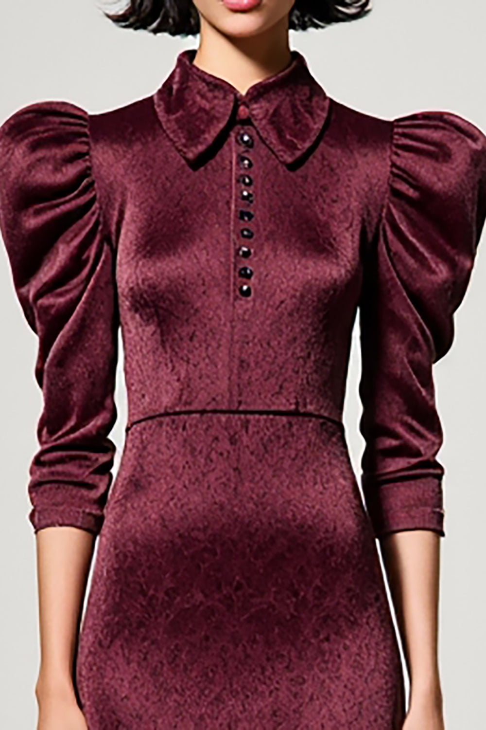 Dunkelrotes A-Linie Satin Hochzeitsgastkleid mit Reversausschnitt