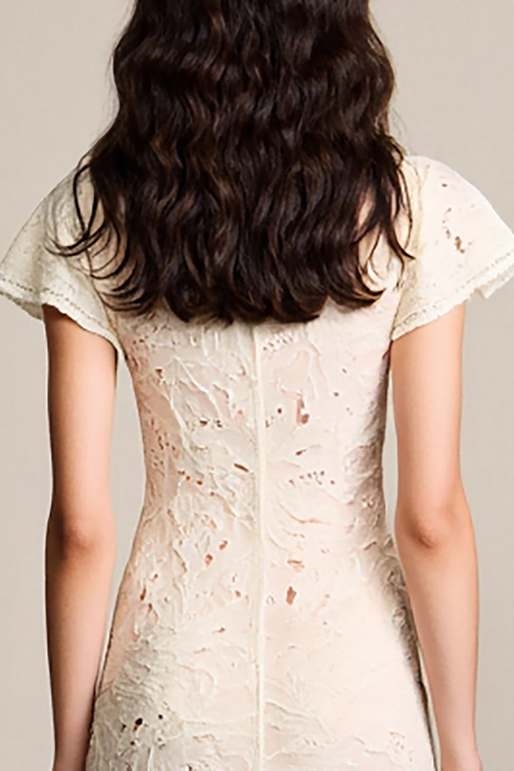 Spitze Aprikose A Linie Hochzeitsgastkleid