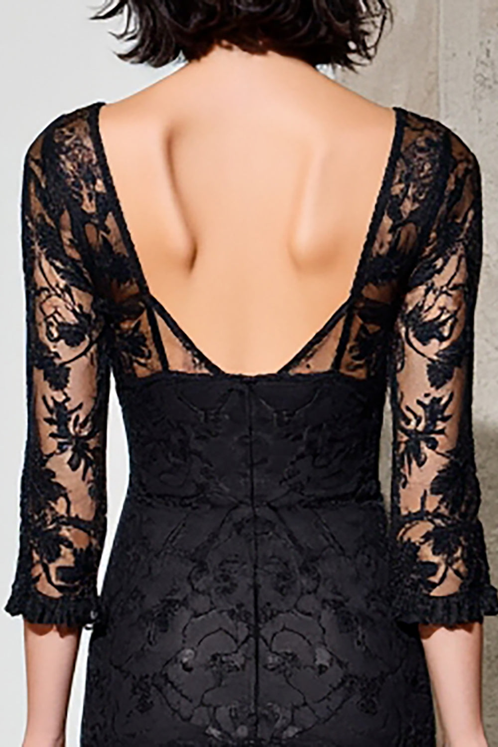 Schwarzes Etui Midi Kleid für Hochzeitsgäste mit Spitze