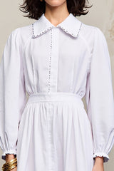 Weißes Einfaches Langärmeliges A-Linie Hochzeitsgastkleid