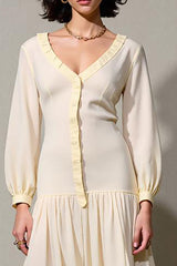 Elfenbein A-Linie Langärmeliges Kleid für Hochzeitsgäste