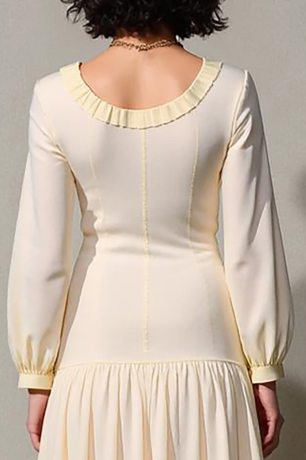 Elfenbein A-Linie Langärmeliges Kleid für Hochzeitsgäste
