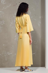 Gelbes A-Linie Revers Kleid für Hochzeitsgäste
