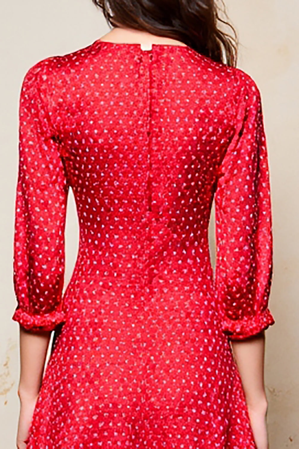 Rotes A-Linie Kleid für Hochzeitsgäste mit 3/4 Ärmeln