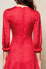Rotes A-Linie Kleid für Hochzeitsgäste mit 3/4 Ärmeln