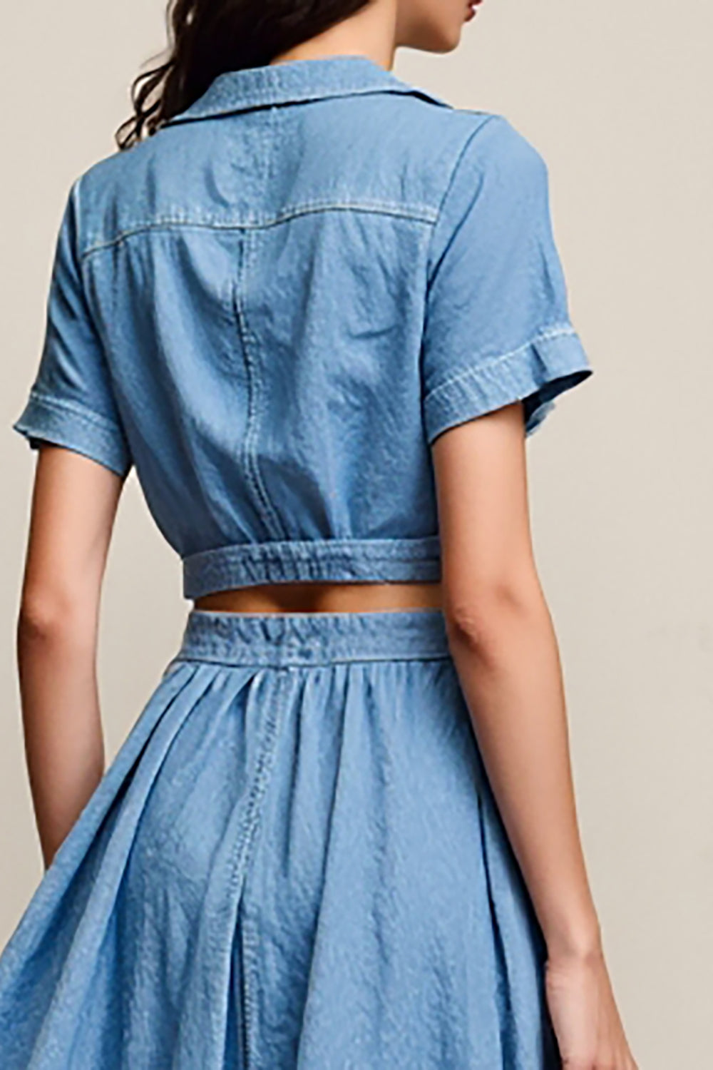 Blaues Gekerbtes Revers A Linie Cut Out Hochzeitsgastkleid