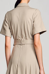 Graues A Linie Cut-Out Hochzeitsgastkleid mit Gürtel