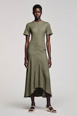 Olive A-Linie Kleid für Hochzeitsgäste mit Rundhals