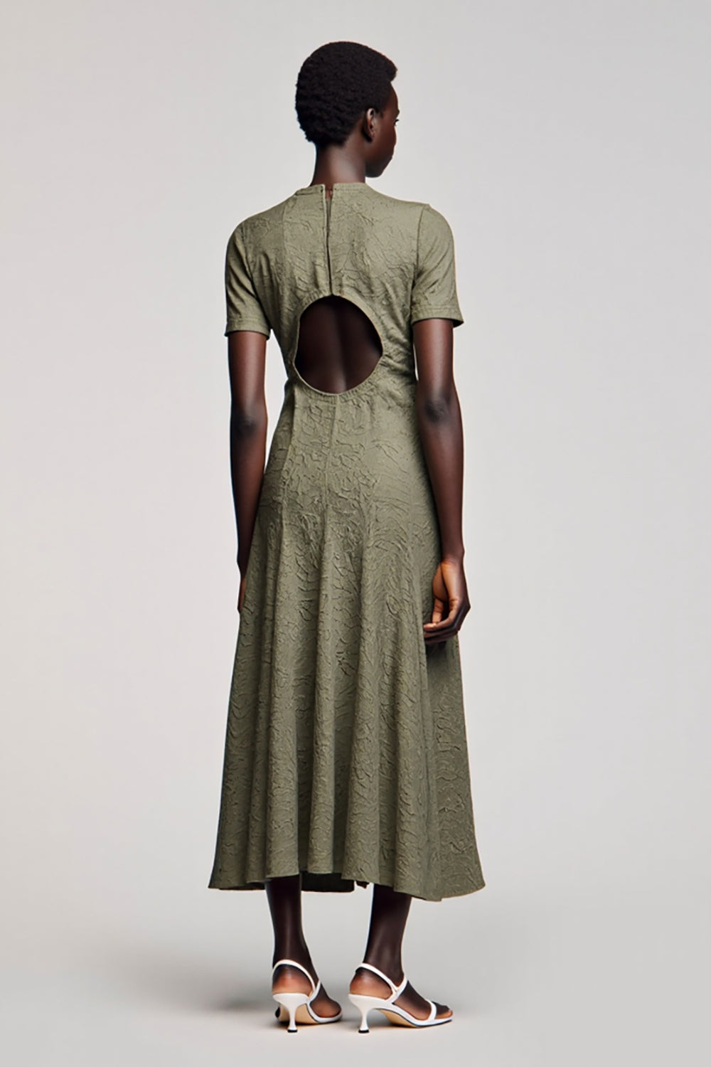 Olive A-Linie Kleid für Hochzeitsgäste mit Rundhals