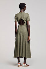 Olive A-Linie Kleid für Hochzeitsgäste mit Rundhals