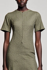 Olive A-Linie Kleid für Hochzeitsgäste mit Rundhals
