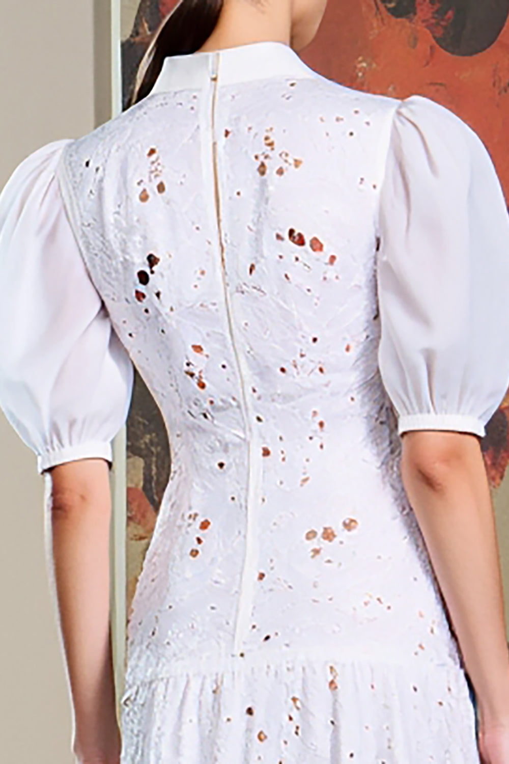 Weißes A-Linie Bedrucktes Hochzeitsgastkleid