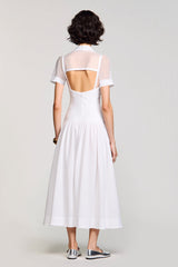 Weißes A-Linie Hochzeitsgastkleid mit Schleife