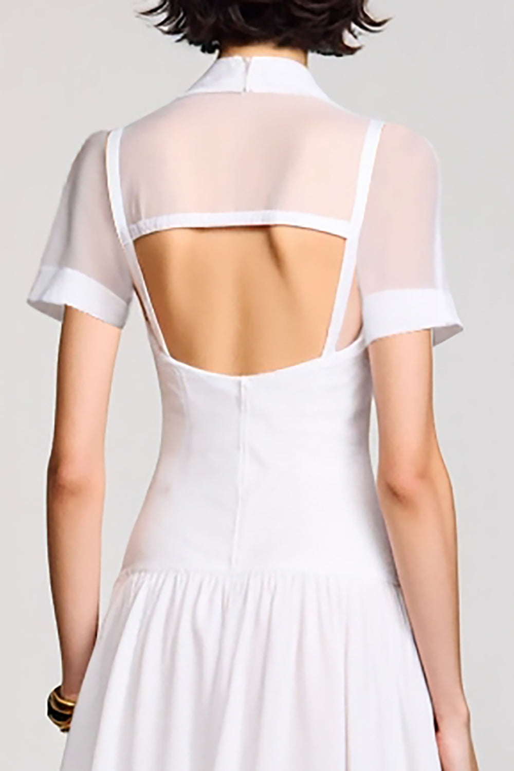 Weißes A-Linie Hochzeitsgastkleid mit Schleife