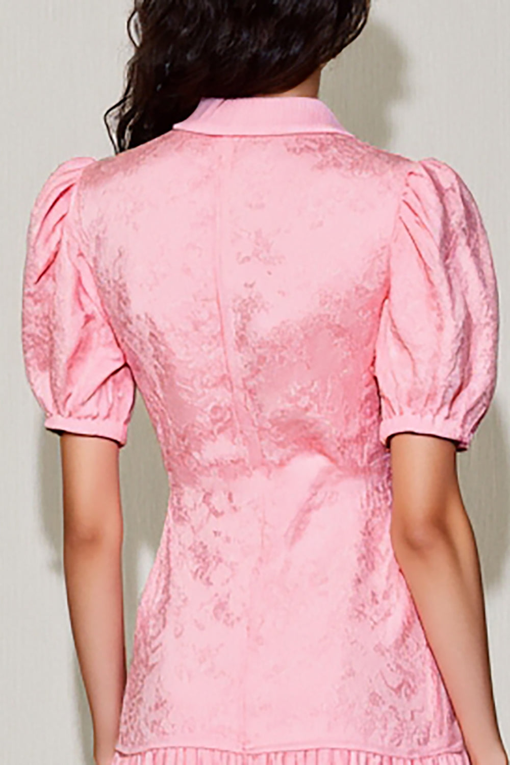 Rosa A-Linie Kurzes Hochzeitsgastkleid mit V-Ausschnitt