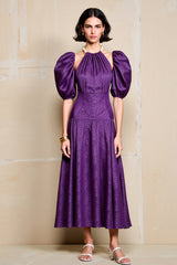 Lila A Linie Kurzärmeliges Hochzeitsgastkleid