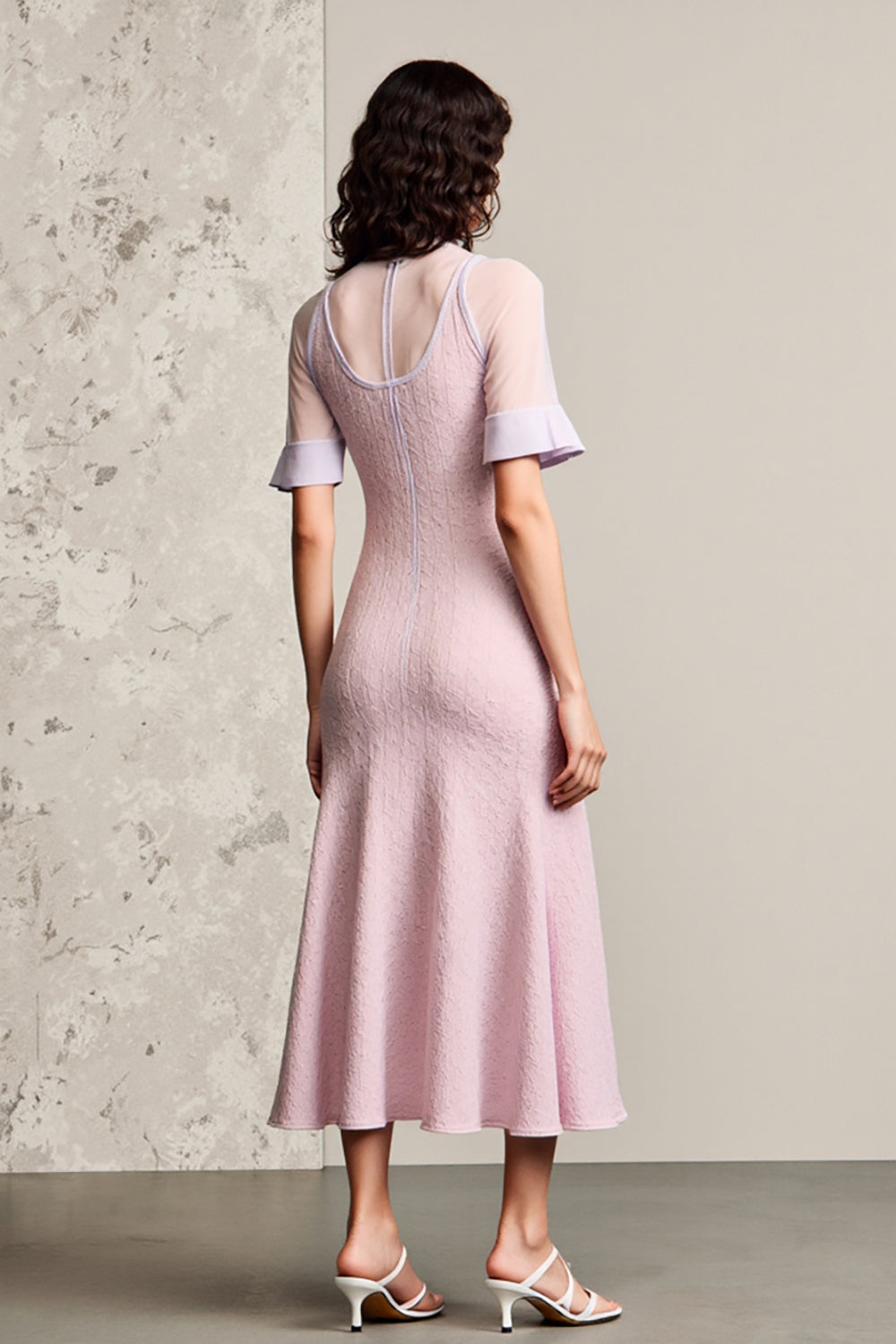 Rosa Einreihiges Hochzeitsgastkleid in A-Linie