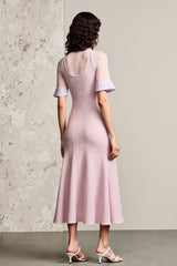 Rosa Einreihiges Hochzeitsgastkleid in A-Linie