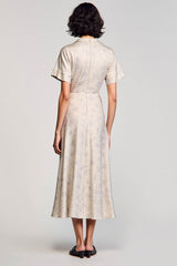 Aprikose Gekerbtes Revers A-Linie Hochzeitsgastkleid