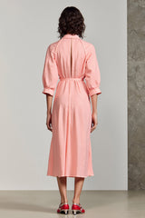 Rosa Polokragen A-Linie 3/4 Ärmel Hochzeitsgastkleid