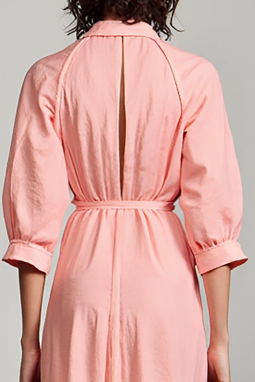 Rosa Polokragen A-Linie 3/4 Ärmel Hochzeitsgastkleid