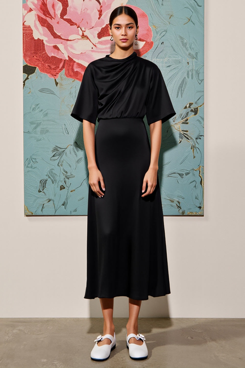 Schwarzes A-Linie Kleid für Hochzeitsgäste