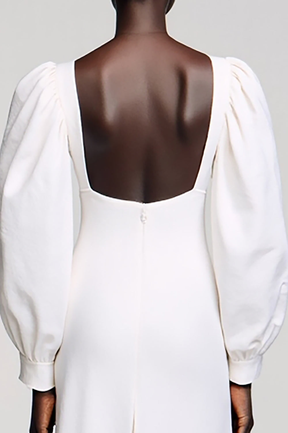 Weißes A-Linie Hochzeitsgastkleid mit langen Ärmeln