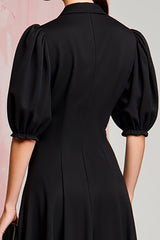 A Linie Schwarzes Satin Kleid für Hochzeitsgäste